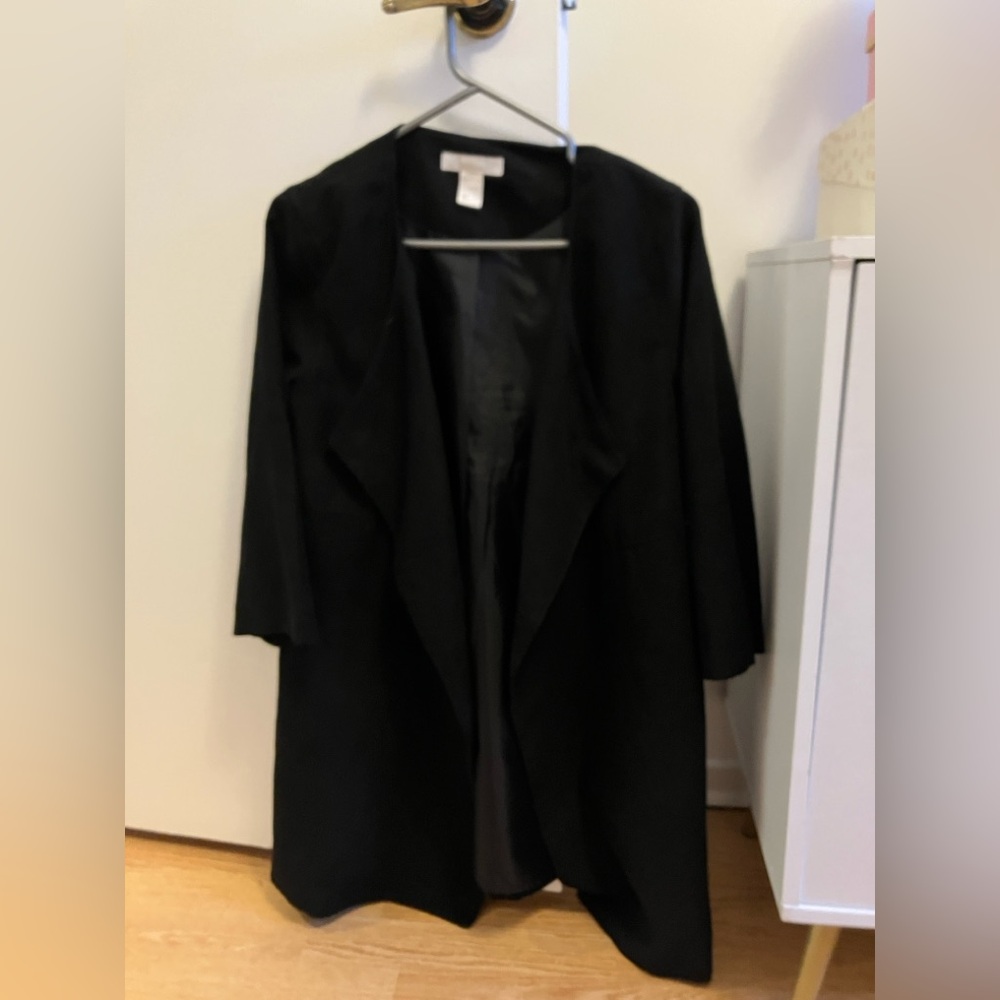 SOLD H&M Black Suede like Coat - Size 2